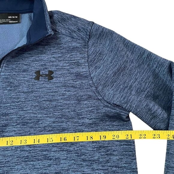 Under Armour 1/4 Zip Pullover Men’s Size Medium Blue Loose Fit Coldgear Fitness - Picture 3 of 5